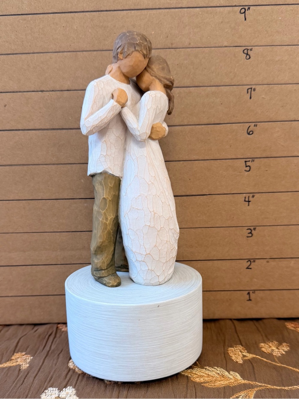 Willow Tree Embrace Couple Figurine - White & Brown